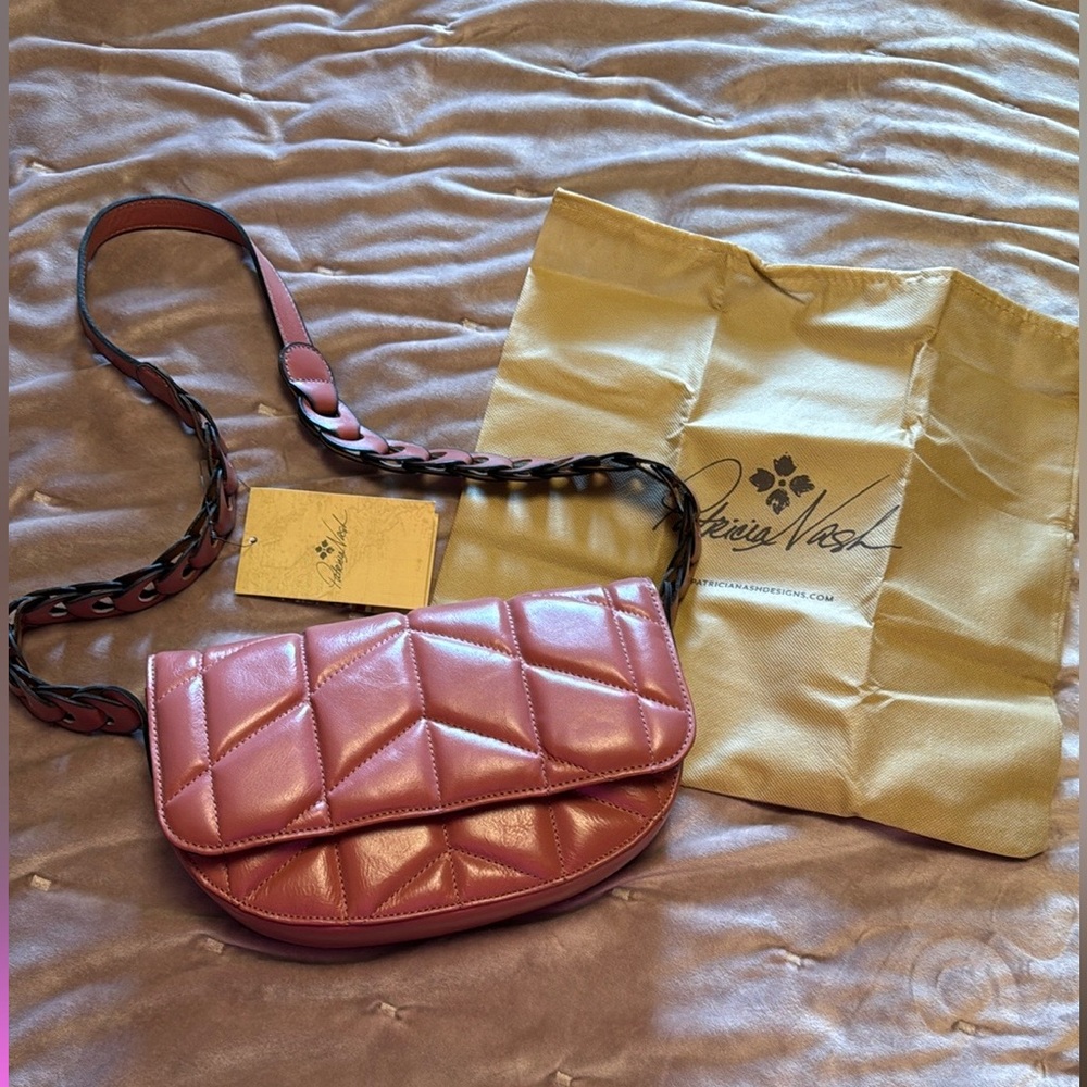 NWT Patricia Nash Quilted Leather Vernita Leatherlink Crossbody Purse